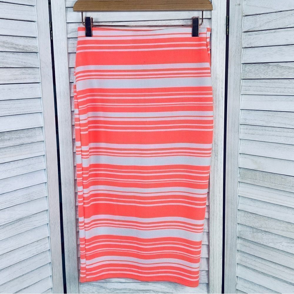 Brat Star Neon Striped‎ Pencil Skirt Small White Pink